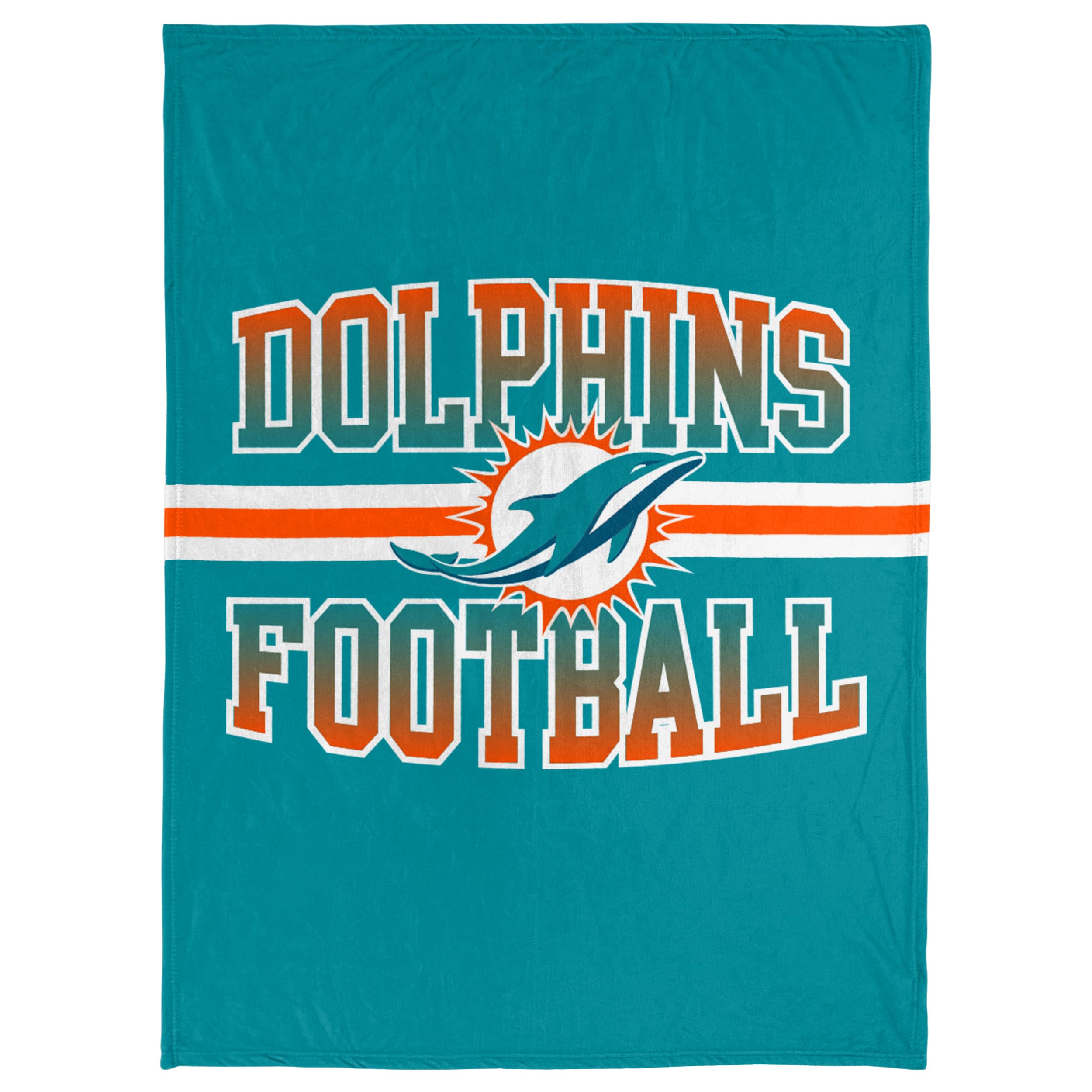 Foco Nfl Micro Raschel Plush Throw Blanket, Stripe Logo 45 X 60, Miami Dolphins