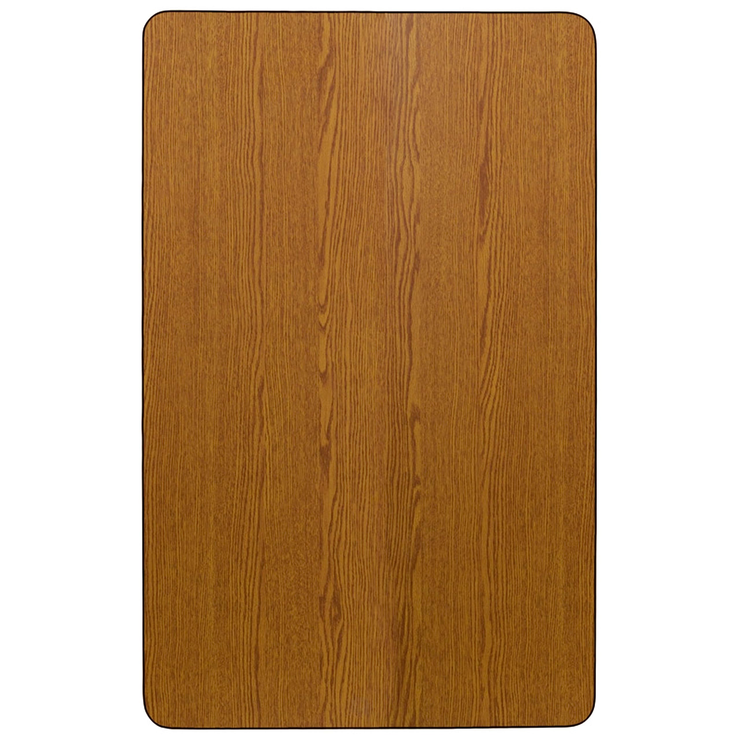 Flash Furniture Wren 24''W x 48''L Rectangular Oak Thermal Laminate Activity Table - Height Adjustable Short Legs