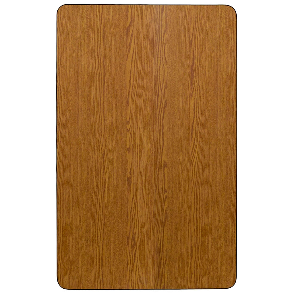 Flash Furniture 24''W x 48''L Rectangular Oak Thermal Laminate Activity Table - Standard Height Adjustable Legs