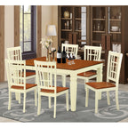 East West Furniture WENI7-BMK-W 7 Piece Kitchen Table & Chairs Set Consist of a Rectangle Dining Room Table with Butterfly Leaf and 6 Dining Chairs, 42x60 Inch, Buttermilk & Cherry