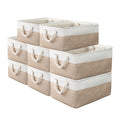 8 Pack Storage Basket Bins  Decorative Baskets Bulk Storage Box Cubes Containers with Handles for Clothes Storage Bathroom, Gar