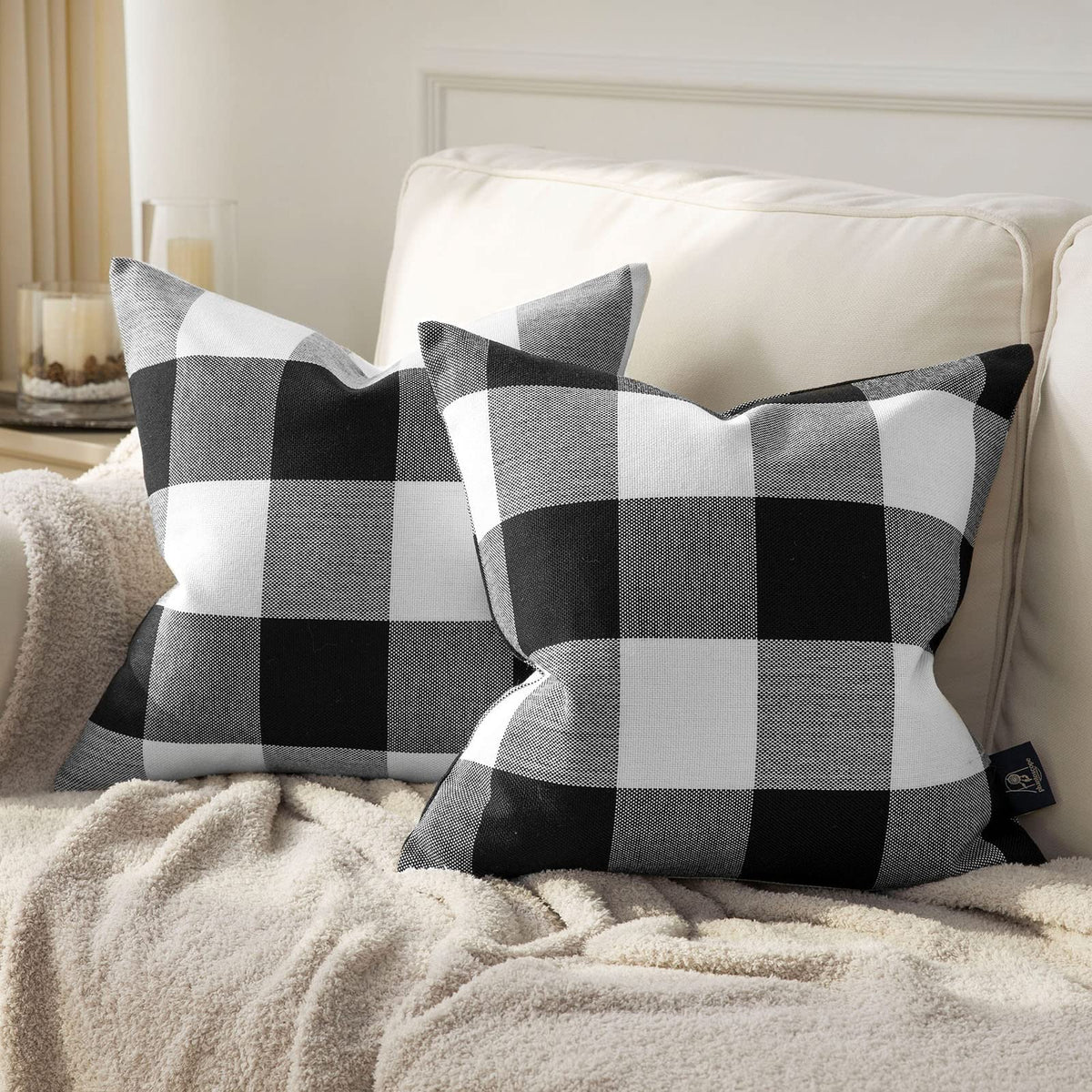 Phantoscope Pack Of 2 Buffalo Plaid Christmas Throw Pillow Covers Outdoor Indoor Throw Pillows Farmhouse Square Pillow Cases For