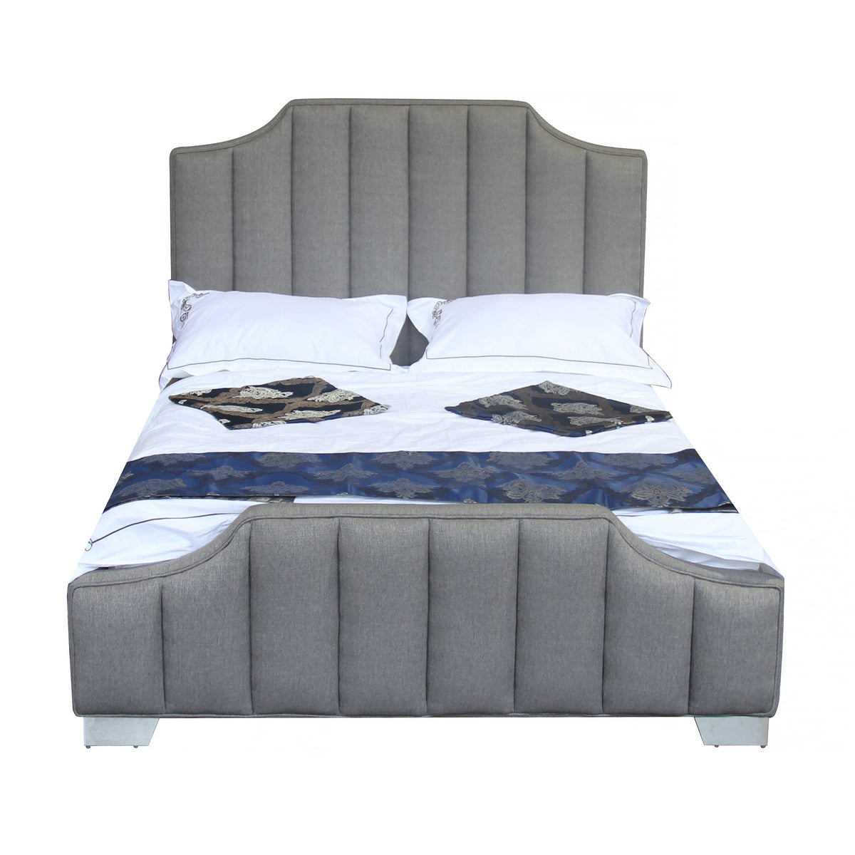 Armen Living Camelot Bed, Queen, Gray Fabric