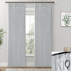 Shineland Light Grey Linen Blackout Curtains For Bedroom Living Room,Gray Pinch Pleated Curtain Drapes 84 Inches Long