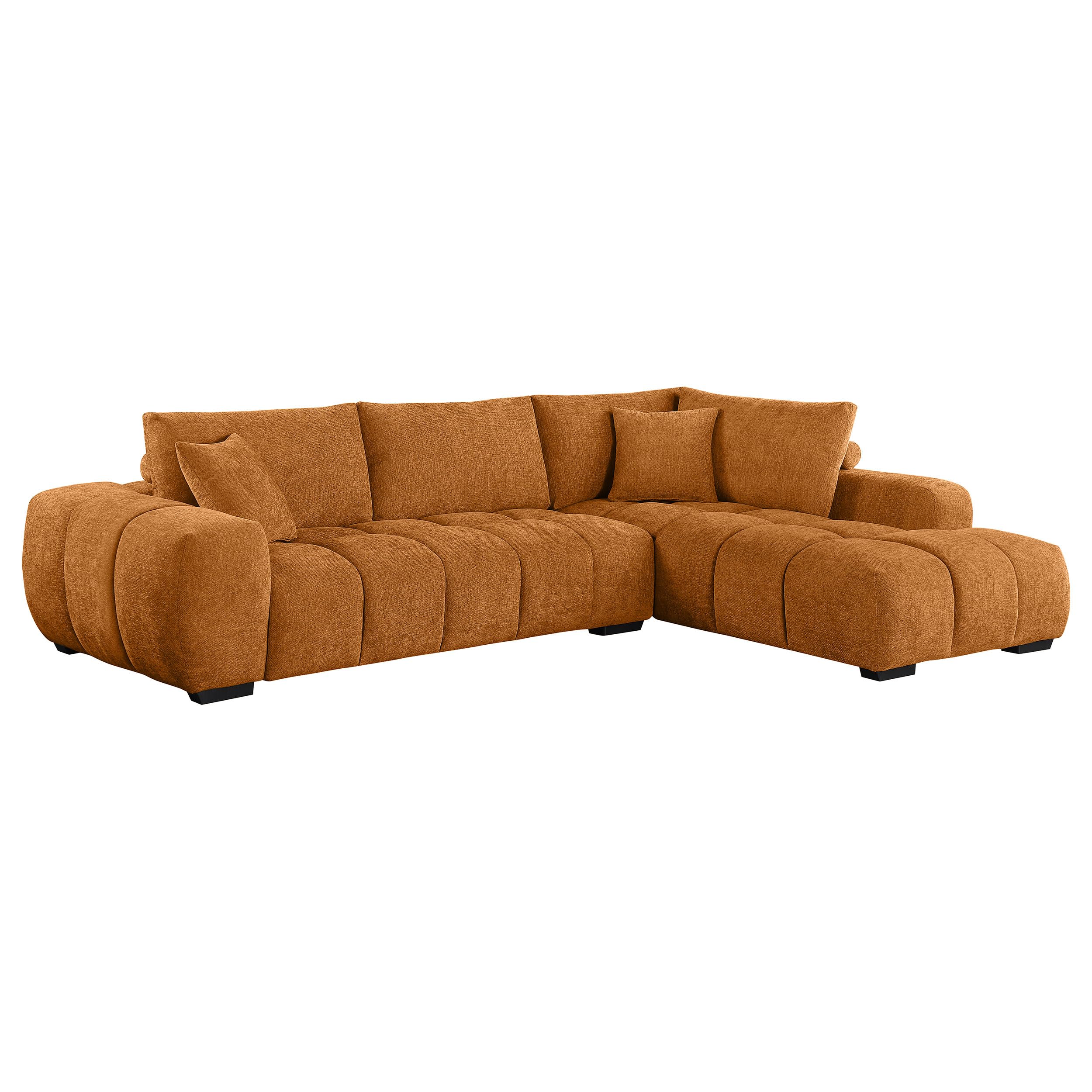 Coaster Home Furnishings Camacho Upholstered Sectional Sofa with Ottoman Set Orange
