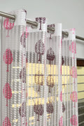 HOME UTSAV 1 Piece Transparent Sheer Net Tree Printed Curtains for Window 5 Feet, Pink