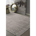 HomeRoots 8'X11' Ivory Grey Machine Woven Geometric Lines Indoor Area Rug