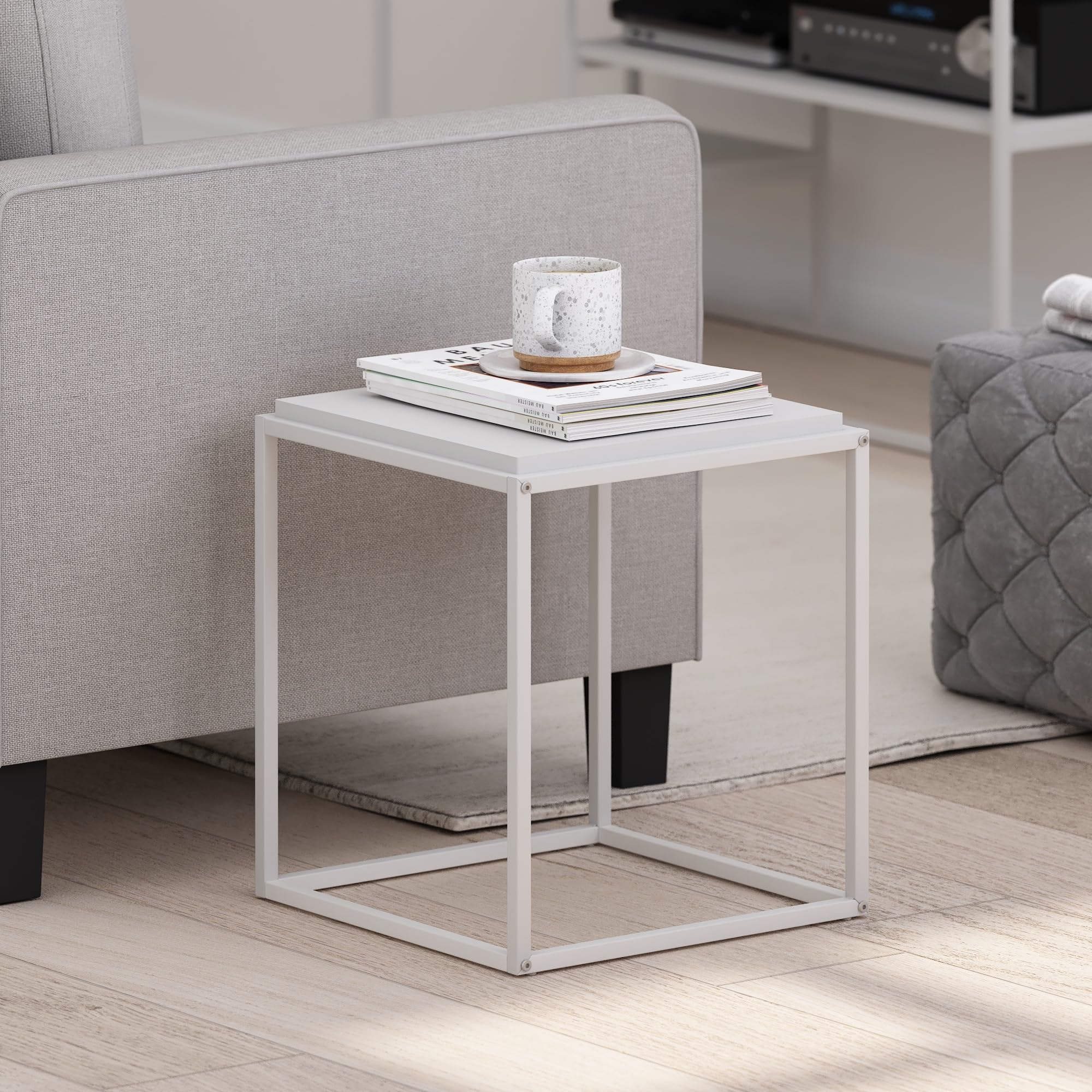 Furinno Moretti Modern Lifestyle Stackable Shelf, 1-Tier, Solid White/White