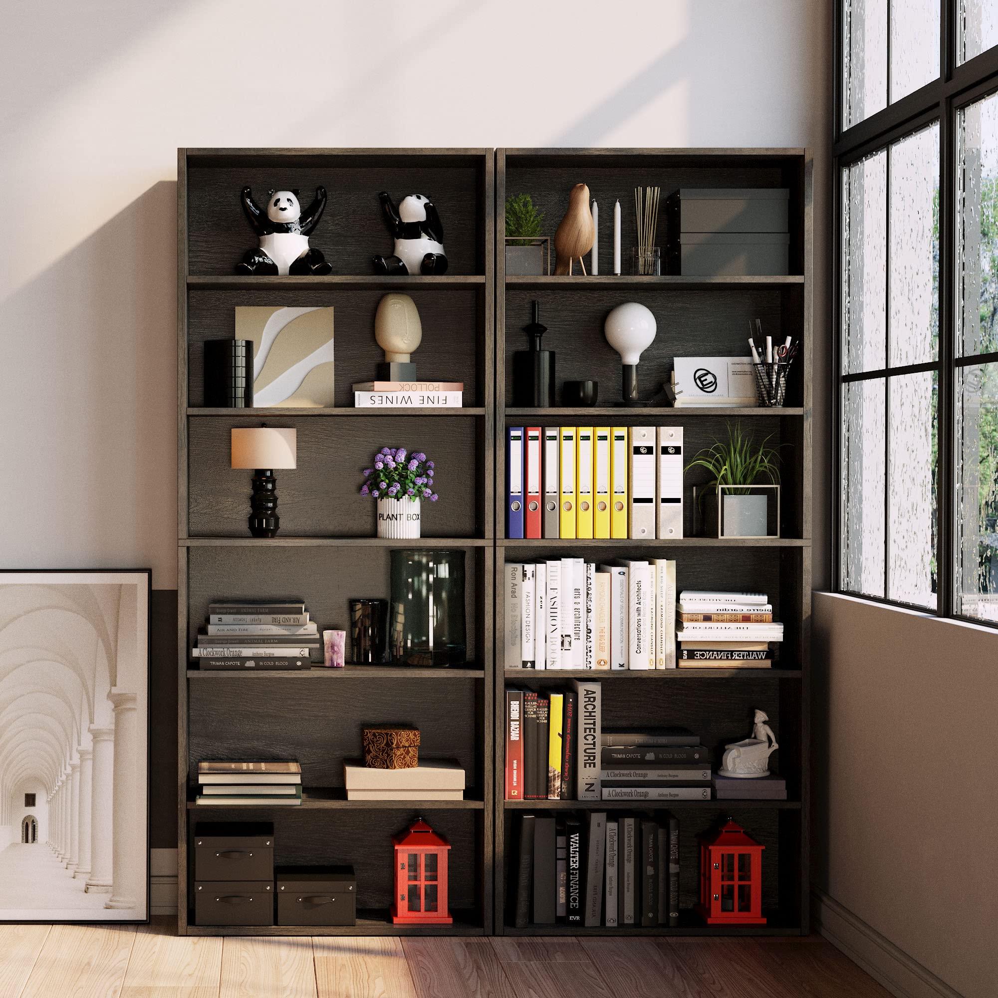 Ironck Bookshelves And Bookcases Floor Standing 6 Tiers Display Storage Shelves 70 In Tall Bookcase Home Decor Furniture For Home Office, Living Room, Bed Room