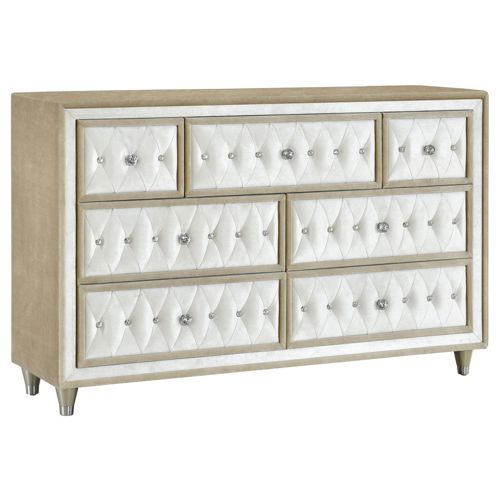 Coaster Home Furnishings Antonella Modern Classic 61-inch 7-Drawer Bedroom Dresser Clothing Storage Cabinet Wide Chest of Drawers Organizer Unit Ivory and Camel 223523