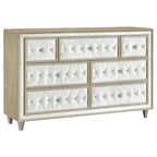 Coaster Home Furnishings Antonella Modern Classic 61-inch 7-Drawer Bedroom Dresser Clothing Storage Cabinet Wide Chest of Drawers Organizer Unit Ivory and Camel 223523
