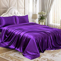 Homiest 3Pcs Satin Sheets Set Luxury Silky Satin Bedding Set With Deep Pocket, 1 Fitted Sheet + 1 Flat Sheet + 1 Pillowcase (Twin Xl Size, Purple)