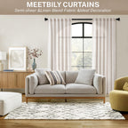 Meetbily 86 Inch Curtains Semi Sheer Linen Drapes For Living Room 2 Panels Light Filtering Back Tab Farmhouse Traditional Boho A