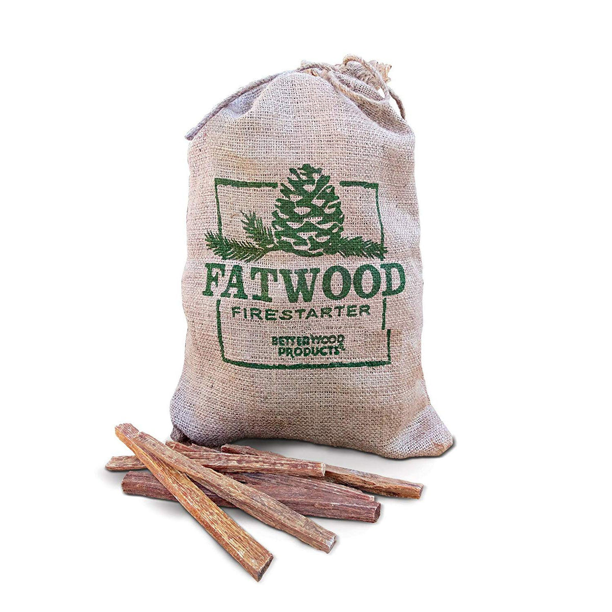 Wood Products 9908 Fatwood Burlap Bag, 8 Pounds