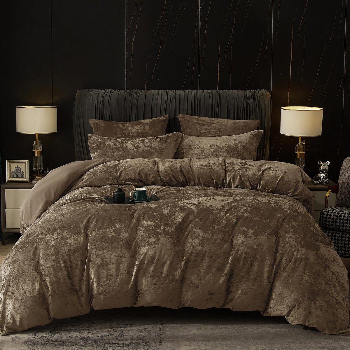 Phf Truly Velvet Duvet Cover Set Twin Size, 2Pcs Ultra Soft Breathable Comforter Cover Set, Luxury Cozy Flannel Duvet Cover With
