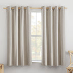 Nicetown Oatmeal Linen Complete Blackout Curtains 48 Inches For Kids Room, 2 Panels, Thermal Insulated & Noise Reducing Window Draperies With White Liner, Noise Reducing Short Drapes