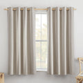 NICETOWN Oatmeal 100% Blackout Short Curtains 63 inches Lenghth Burg for Kitchen, 2 Panels, Burlap Linen Drapes with Thermal Ins