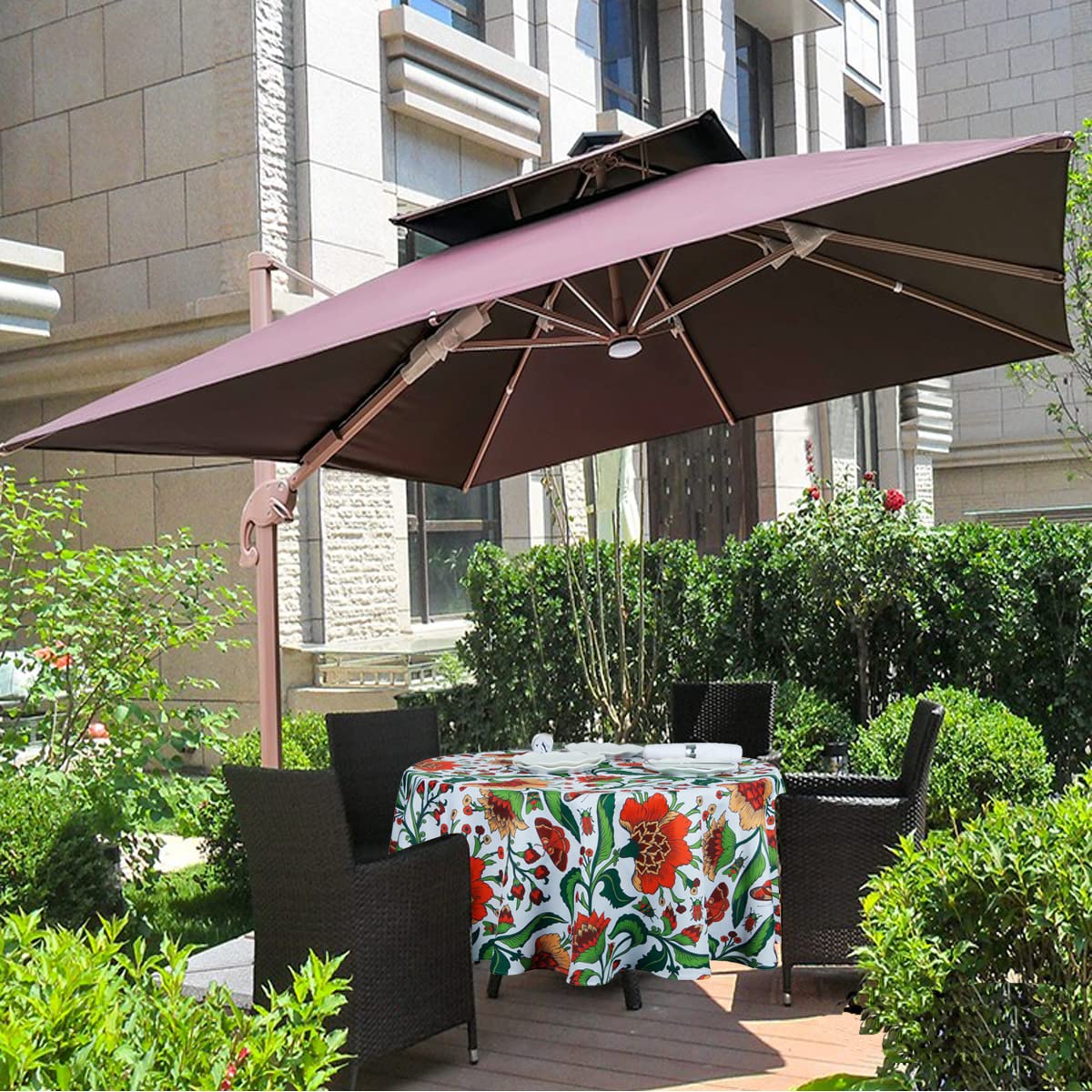 Ehousehome Indoor Outdoor Tablecloth Water Resistant Spill Proof Fabric Table Cover (70Inch Round No Zipper And Hole)