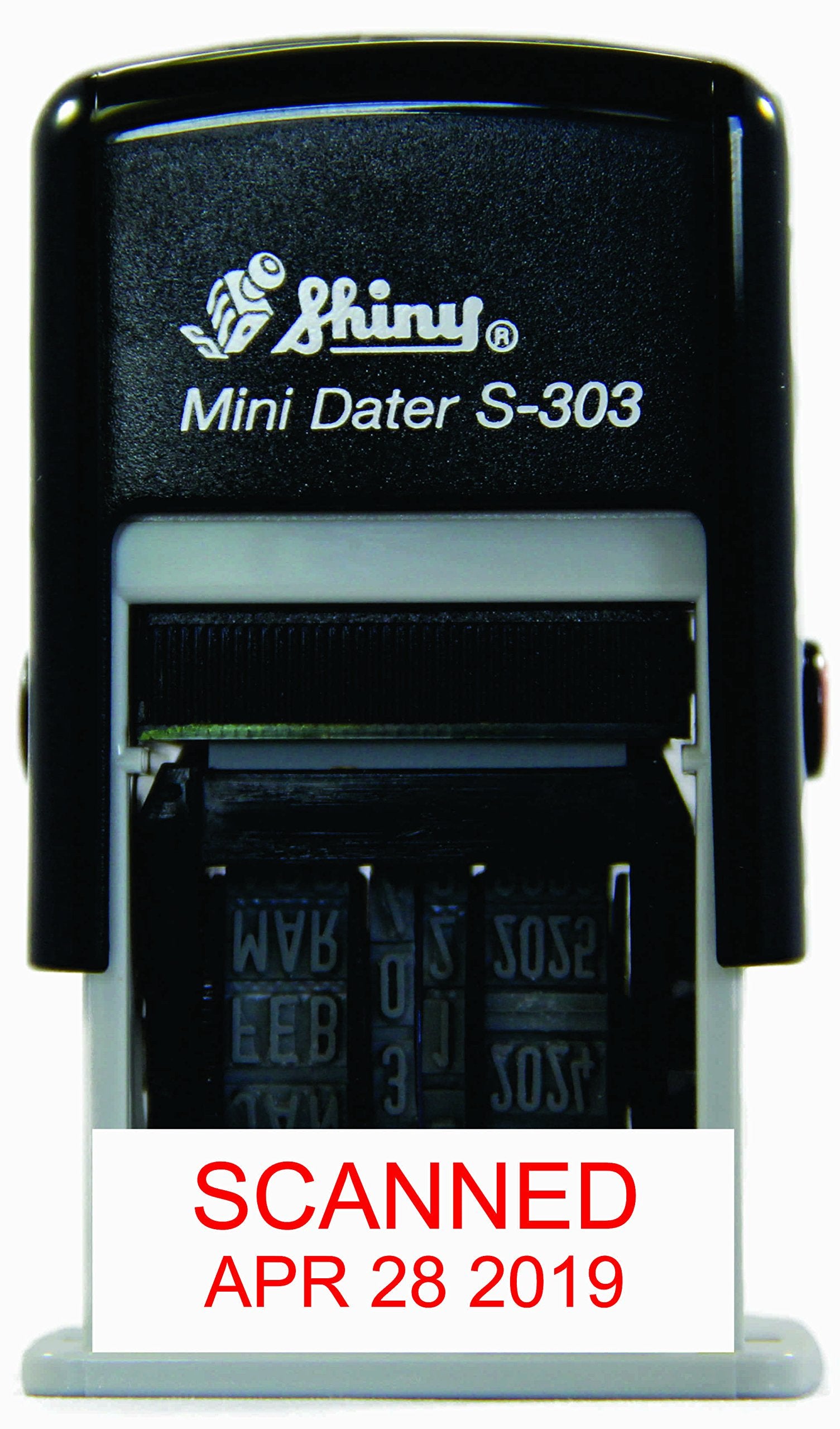 Shiny As-Shis303S S-303 Mini Dater, Self-Inking Rubber Date Stamp, Scanned With The Date, Red Ink