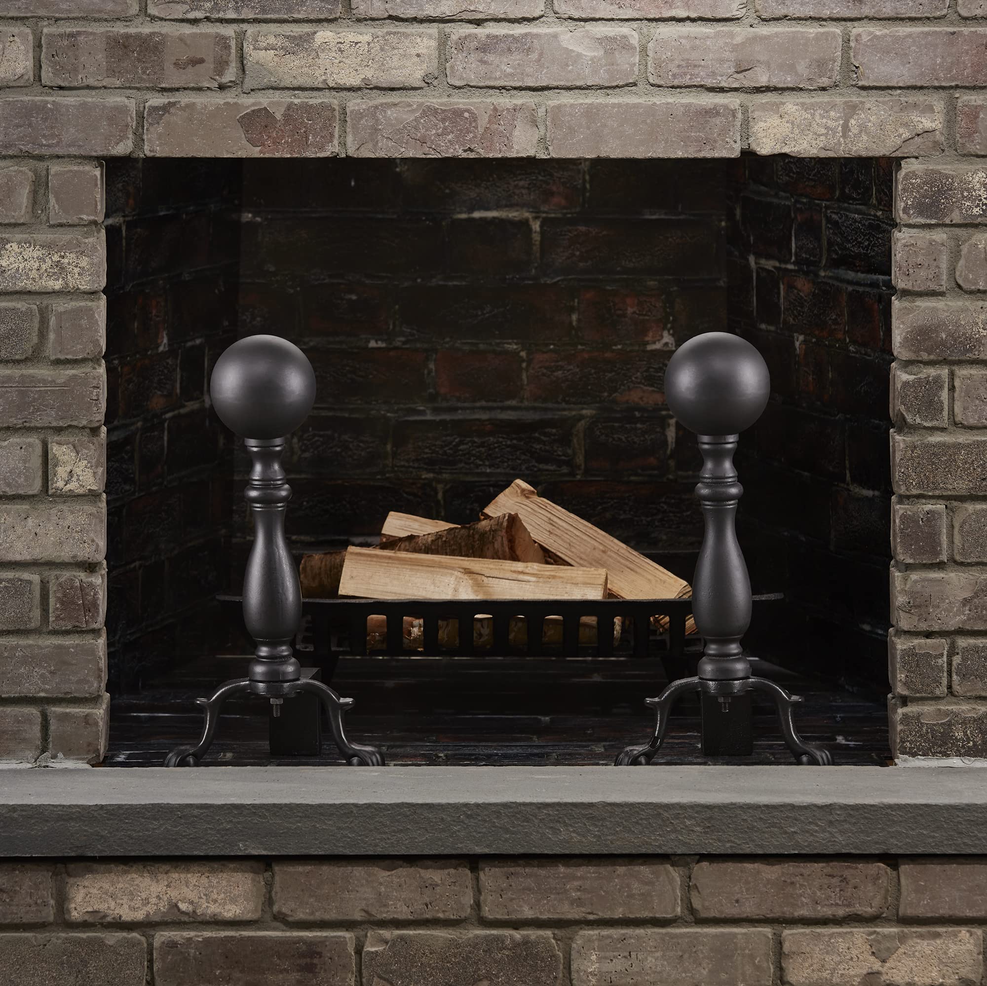 Uniflame, A-1234, Black Ball Fireplace Andirons