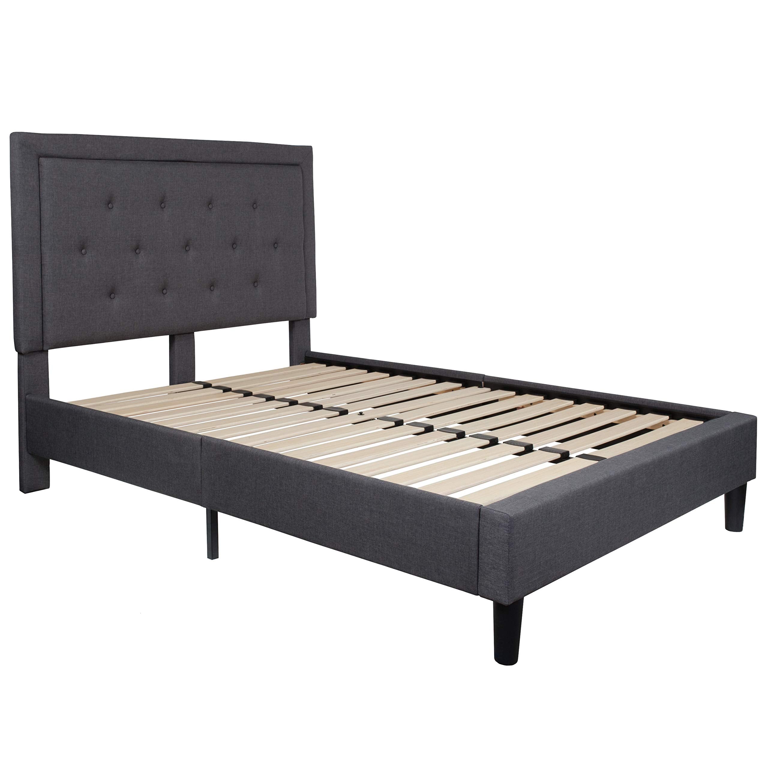Flash Furniture Roxbury Full Size Tufted Upholstered Platform Bed In Dark Gray Fabric