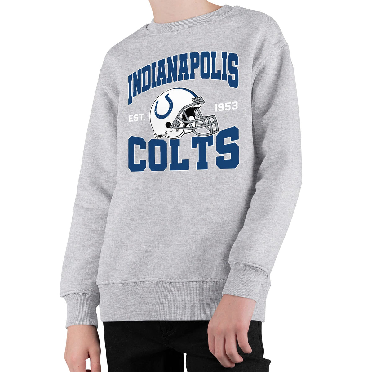Junk Food Clothing X Nfl - Indianapolis Colts - Team Helmet - Kids Crewneck Fleece Sweatshirt For Boys And Girls - Size Small