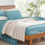 Andency Grayish Teal Queen Sheets Set, 100% Viscose Derived From Bamboo, Cooling Bed Sheets Queen Size, Deep Pocket Up To 16', Silky Soft Sheets, Hotel Luxury Breathable Bedding Sheets & Pillowcases…