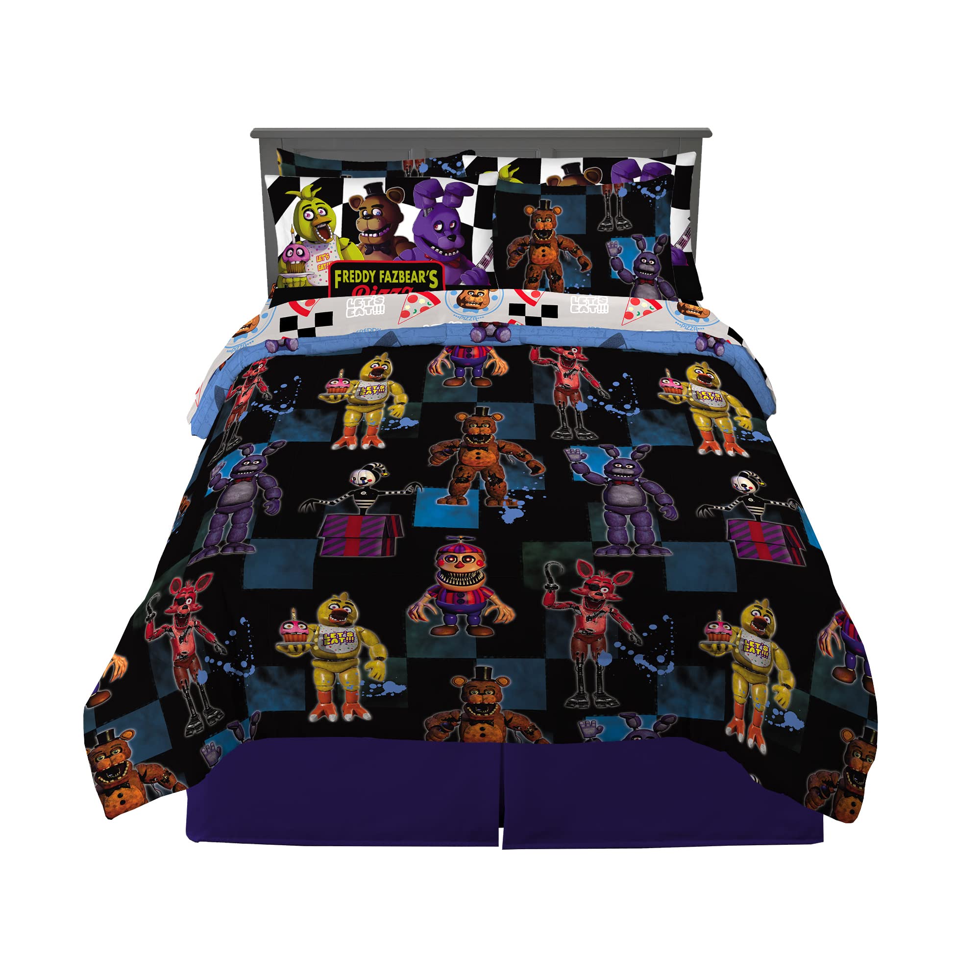 Franco Kids Bedding Super Soft Comforter And Sheet Set With Sham, 7 Piece Full Size, Five Nights At Freddy'S