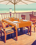 Fall Outdoor Tablecloth With Umbrella Hole, Farmhouse Orange White Stripe Rectangle Tables Zippered Table Cloth Waterproof Table