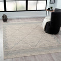 Indigo Ink - Washable Area Rug, Stain Resistant, Grey Diamond Geometric Boho Decor, Ideal for Living Room, Bedroom, Office (5 x