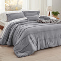 Bedsure Grey King Size Comforter Set - 4 Pieces Pinch Pleat Bed Set, Down Alternative Bedding Sets For All Season, 1 Comforter,