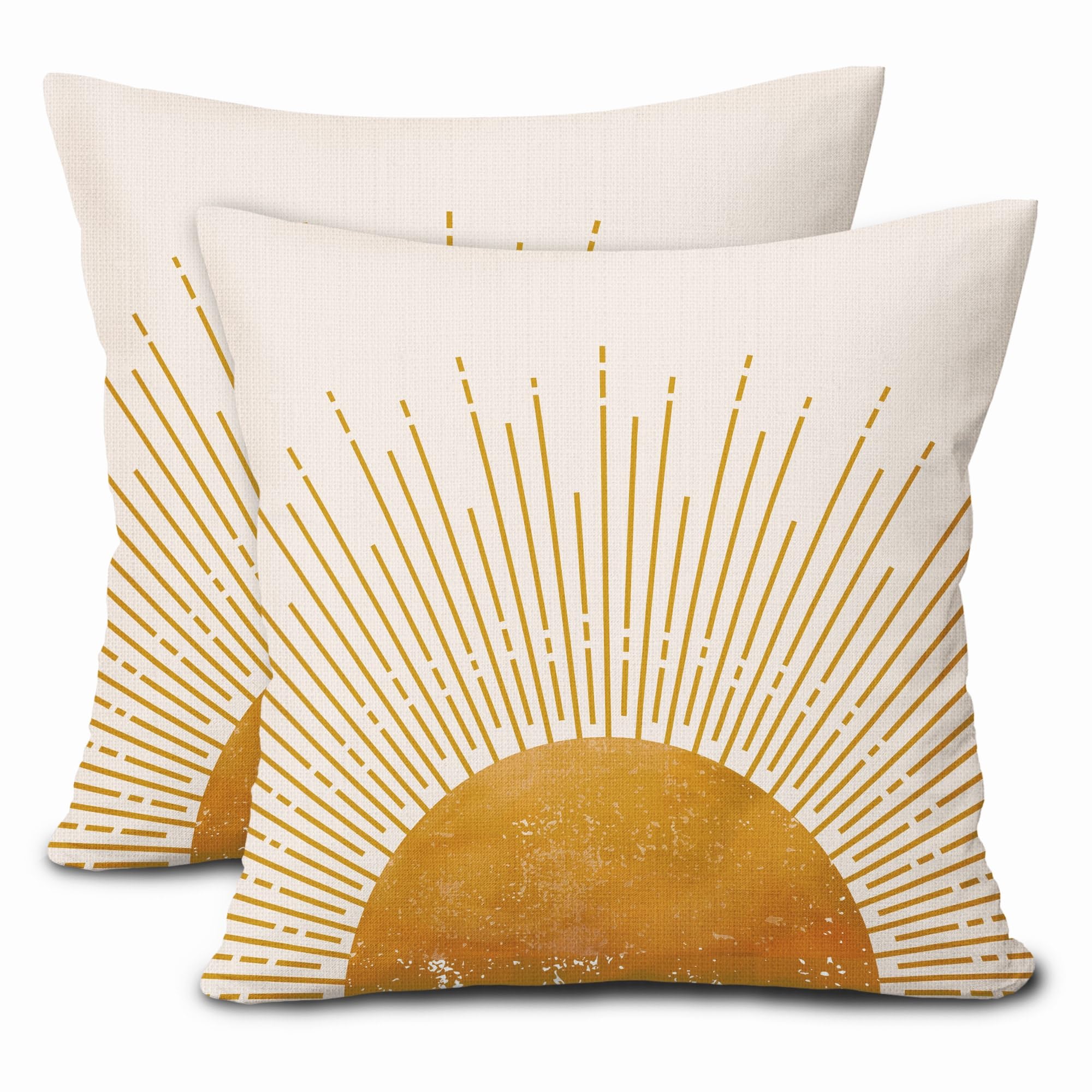 Sun Sunrise Sunshine Pillow Covers 16X16 Inch Sunset Boho Abstract Couch Pillow Cases Mustard Yellow Bohemian Throw Pillows Set 