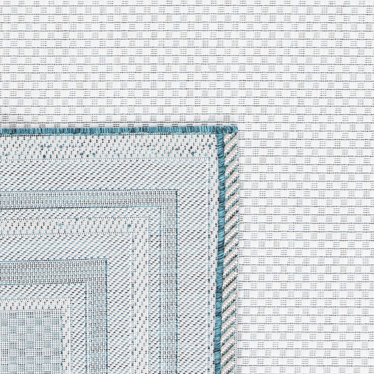 Safavieh Courtyard Collection 4' X 5'7' Ivory / Teal Cy8475 Indoor/ Outdoor Patio Backyard Mudroom Accent Rug