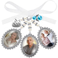 Wedding Bouquet Charm, Bouquet Charms for Wedding Memory, Bridal Lacy Oval Photo Charm, Memorial Bride Angel Pendant for Bridal 