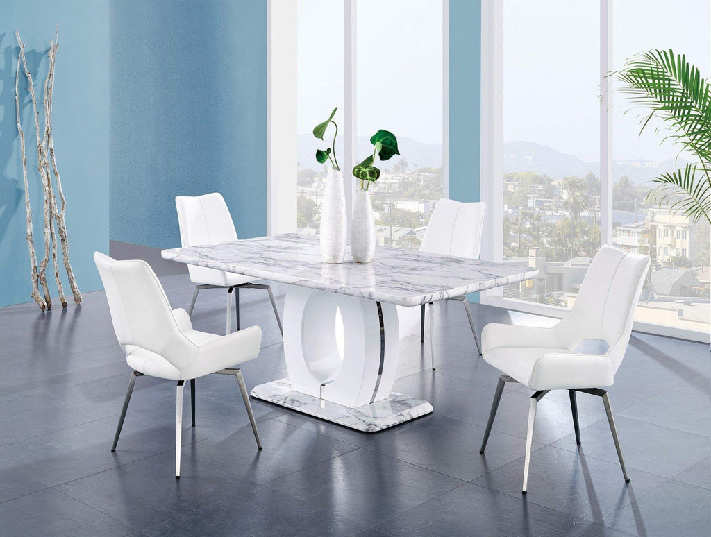 Global Furniture Usa Global Furniture Faux Marble Pedestal Base Dining Table, Br