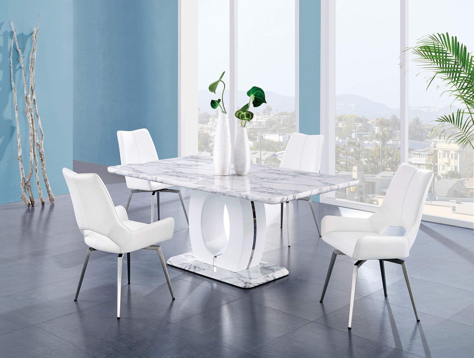 Global Furniture Usa Global Furniture Faux Marble Pedestal Base Dining Table, Br