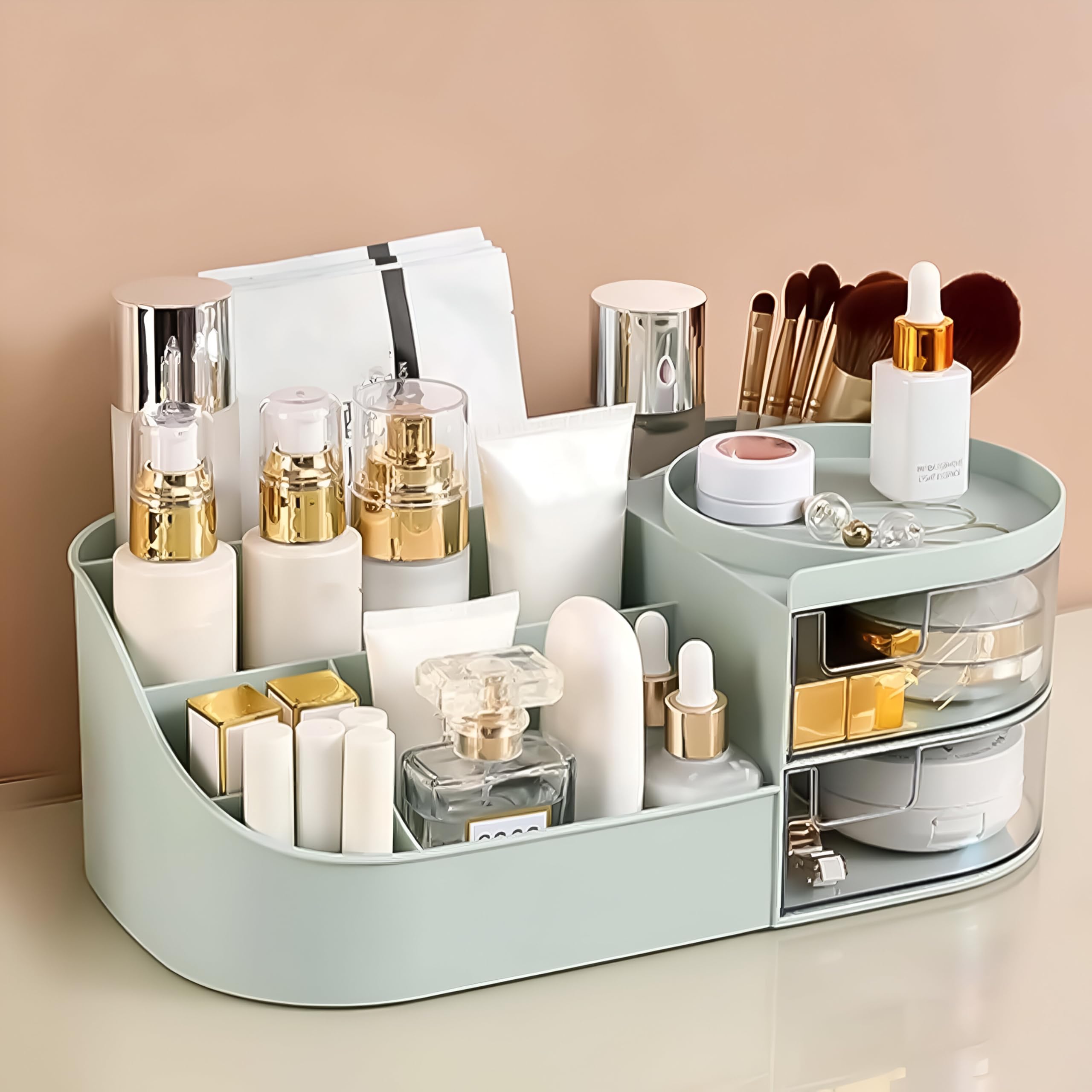 Doeasy Makeup Organizer | Makeup Box For Storage | Make Up, Cosmetic, Skincare Organiser For Women | Elegant Makeup Vanity With 