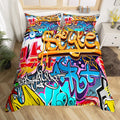 Feelyou Hippie Graffiti Comforter Cover Set Queen Size For Kids Boys Youth Duvet Cover Modern Bedclothes Wall Urban Street Art B
