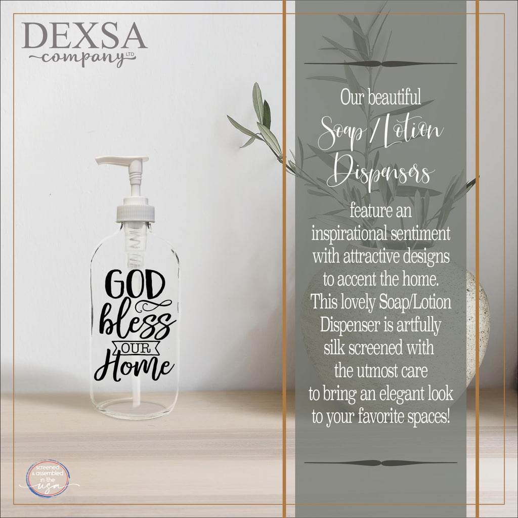God Bless Our Home 16 Oz Glass Soap Dispenser
