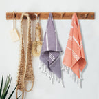 Cabanana Cotton Turkish Hand Towel - Set Of 2 | Boho Kitchen Tea Towels, 40 X 16 Inches Thin Decorative Bathroom Towel (Coral)