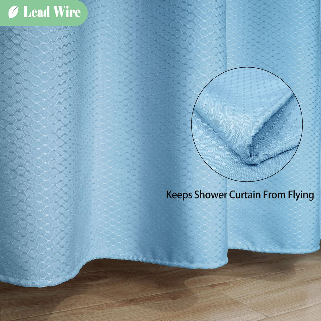 Ufriday Waffle Weave Fabric Shower Curtain With Mesh Window, Heavy Duty Decorative Bathroom Curtain With White Pique Pattern, Sp