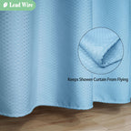 Ufriday Waffle Weave Fabric Shower Curtain With Mesh Window, Heavy Duty Decorative Bathroom Curtain With White Pique Pattern, Sp