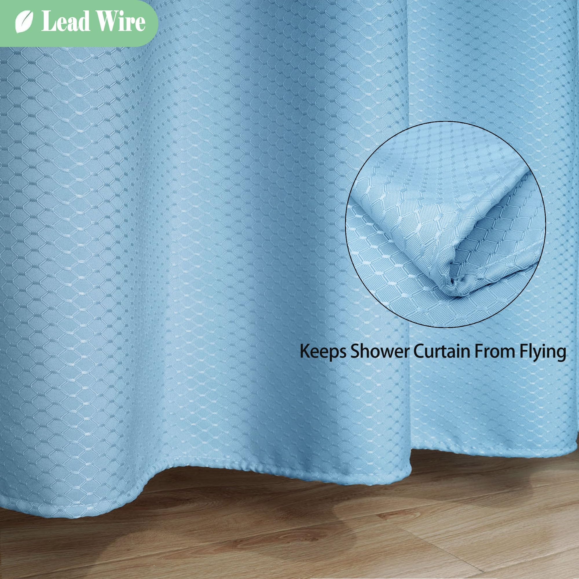 Ufriday Waffle Weave Fabric Shower Curtain With Mesh Window, Heavy Duty Decorative Bathroom Curtain With White Pique Pattern, Sp