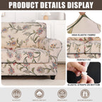 Searchi Stretch Sofa Cover Printed Couch Covers, Floral Pattern 2 Piece Armchair Slipcover With Separate Chair Cushion Cover, Washable Furniture Protector For Living Room(Armchair, Yellow+Flower)
