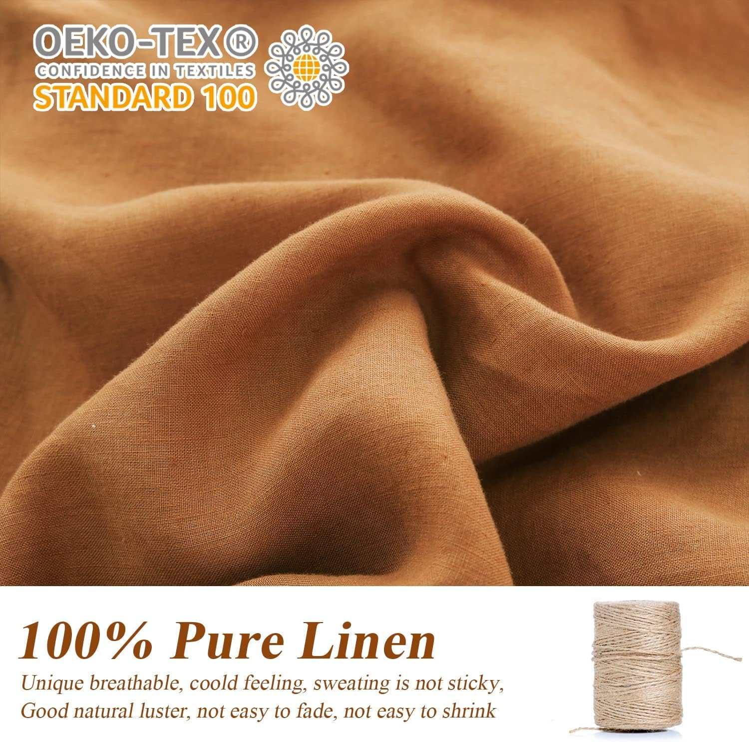 Simple&Opulence 100% Linen Duvet Cover Set, 3 Pcs Pure Natural French Flax Rust Duvet Cover King Size, Breathable Soft Comfy Lin