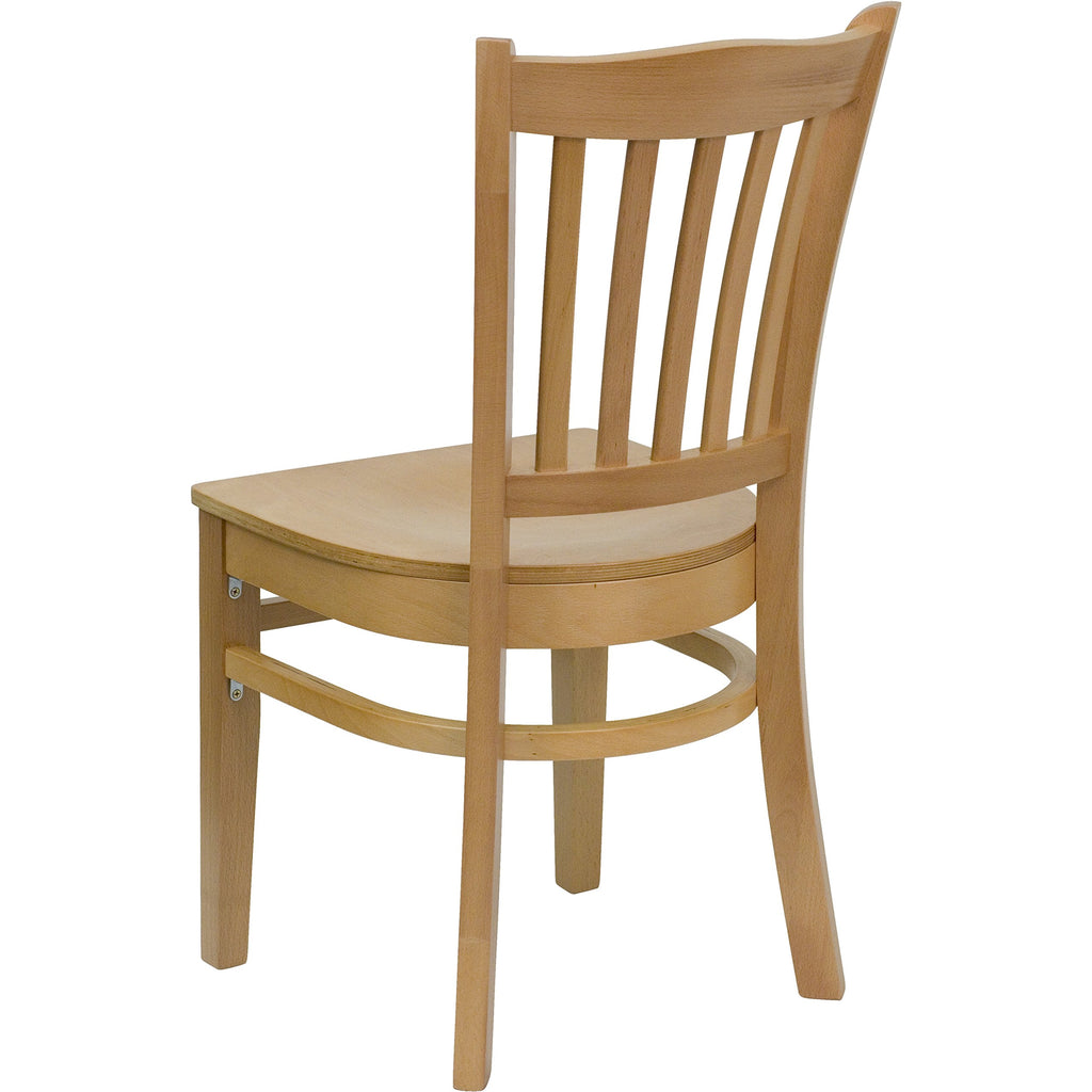 Flash Furniture HERCULES Series Vertical Slat Back Natural Wood Restaurant Chair