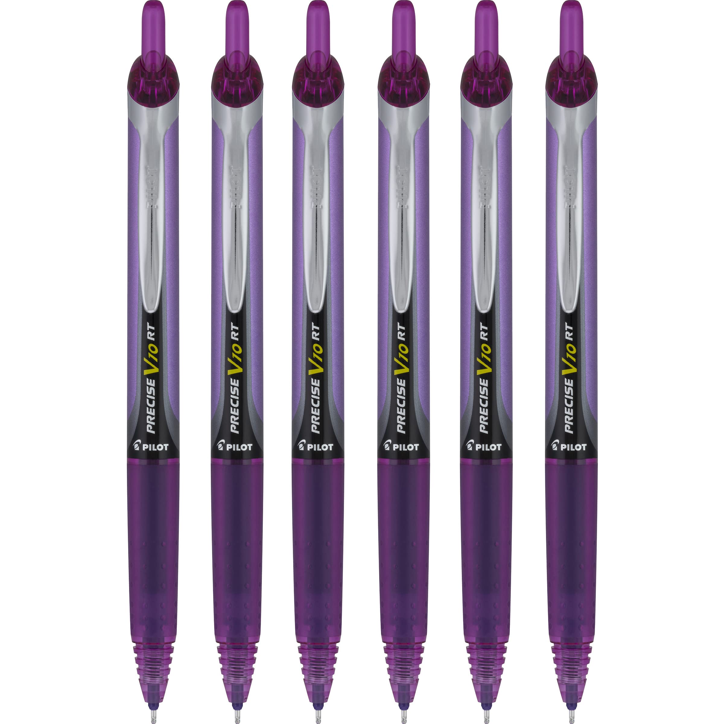 Pilot Precise V10 Rt Retractable Liquid Ink Rollerball Pens, Bold Point, 1.0Mm, Purple Ink, 6 Count