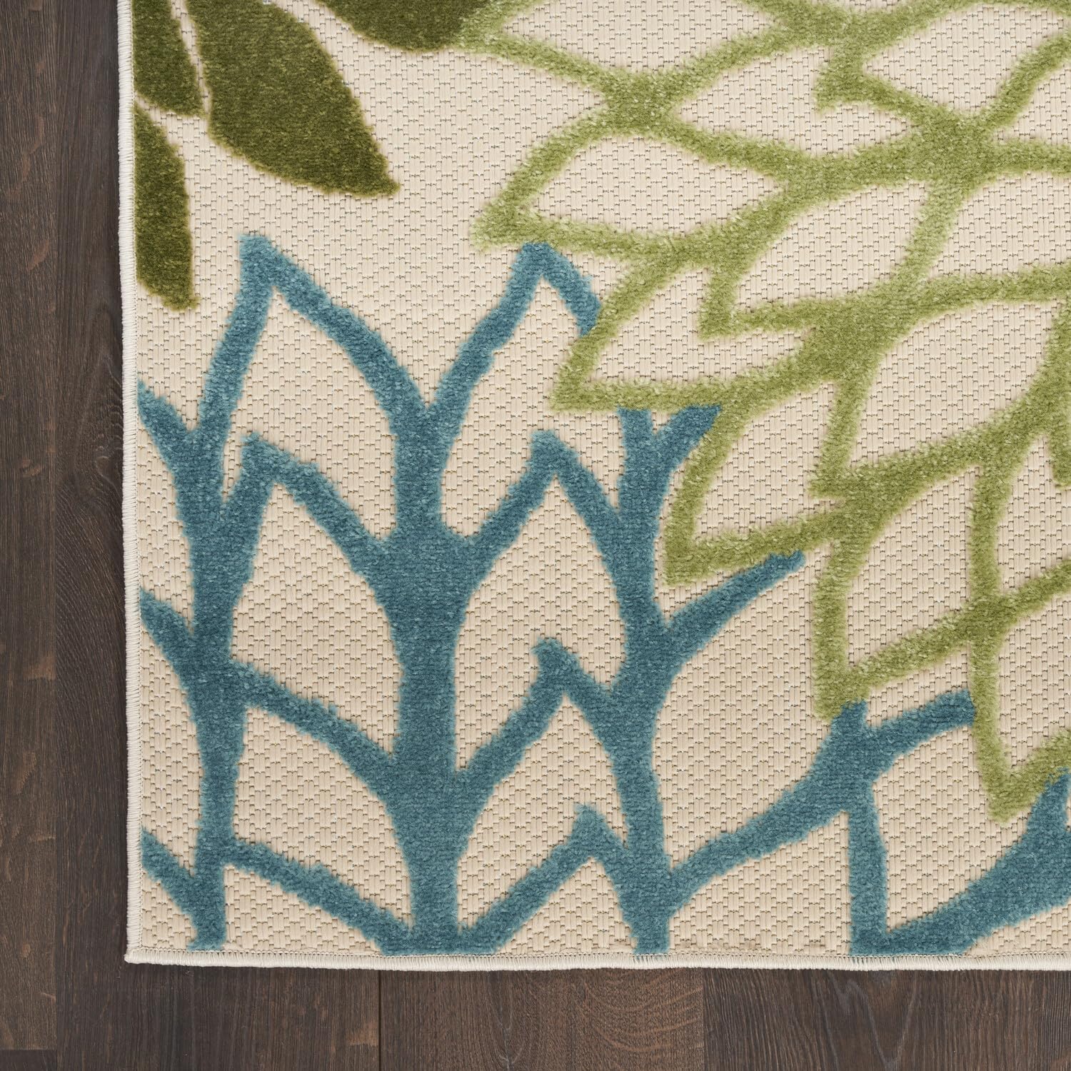 Nourison Aloha Tropical Indoor/Outdoor Green Multicolor 3'6' X 5'6' Area Rug, Easy Cleaning, Non Shedding, Bed Room, Living Room, Dining Room, Backyard, Deck, Patio (4X6)