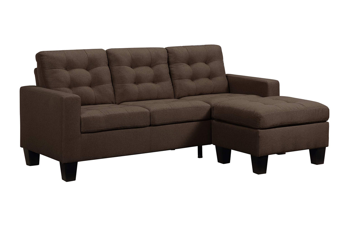 Acme Earsom Sectional Sofa (Rev. Chaise) in Brown Linen