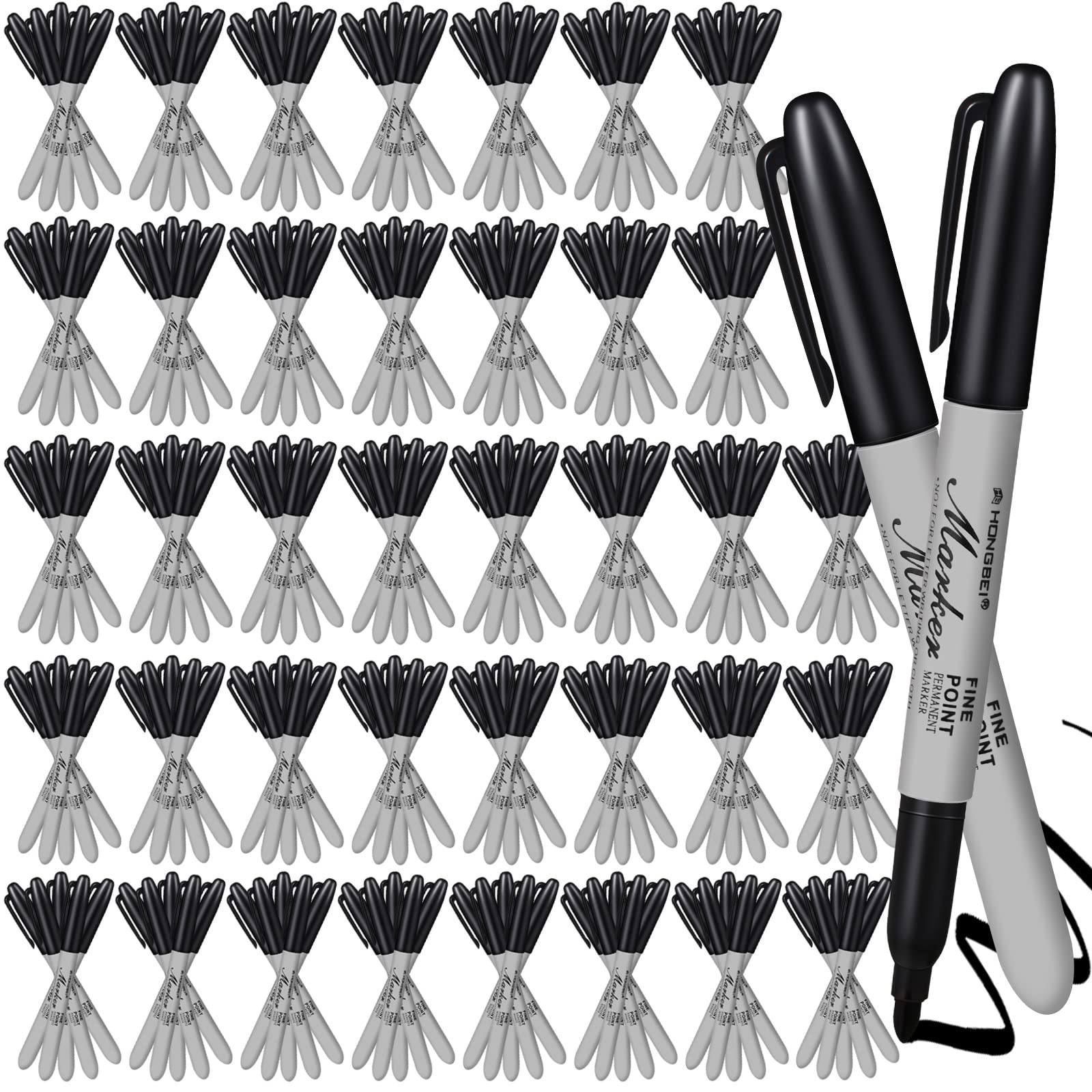 160 Pack Permanent Markers Bulk Black Permanent Marker Set Fine Point Marker Pens Work On Wood, Metal, Stone, Glass